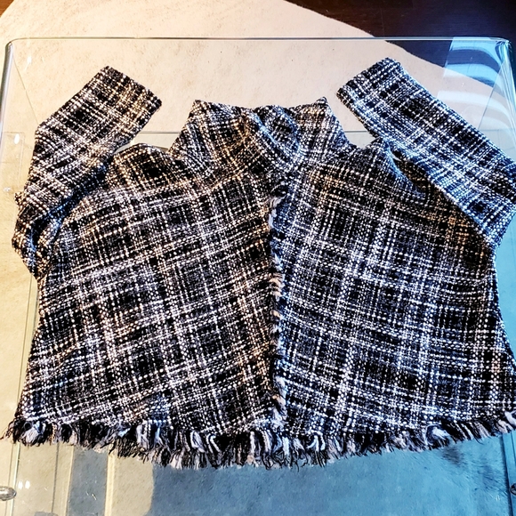 Zara Woman Tweed Turtleneck Cape Poncho Pullover Black and White - Picture 2 of 5